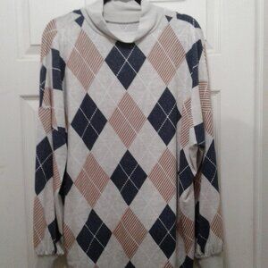 Maurices 2X Blue/Tan/Brown Plaid Long Sleeve Sweater